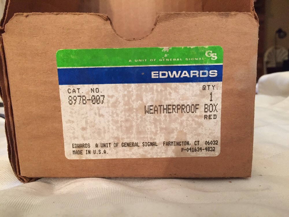 NEW EDWARDS 897B-007 RED SURFACE BACK BOX