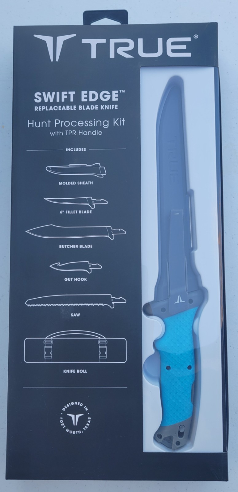 True Swift Edge Hunters Processing Knife Kit With 4 Replaceable Blades & TPR Han