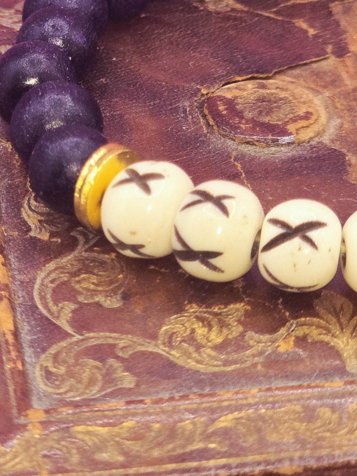Fine Bone And Wood Bead Bracelet