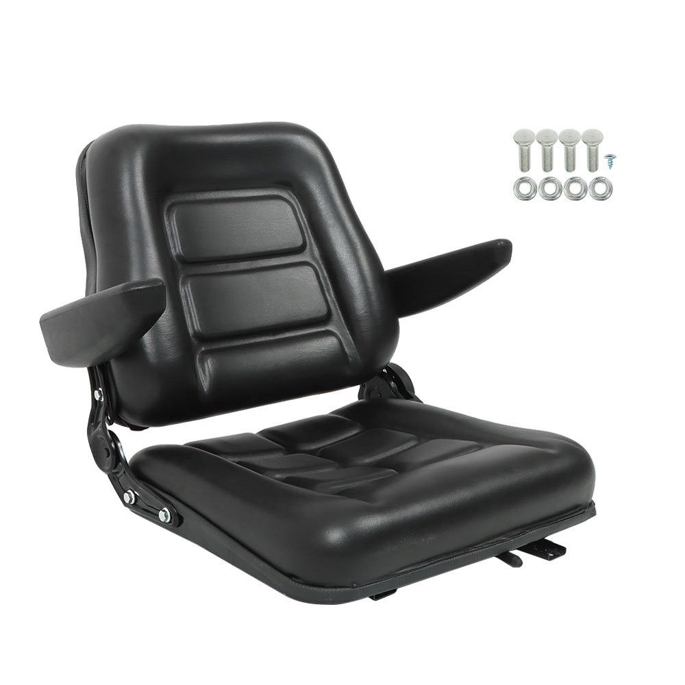 Universal Forklift Seat Fold Down Tractor Seat Adjustable Back & Armrest