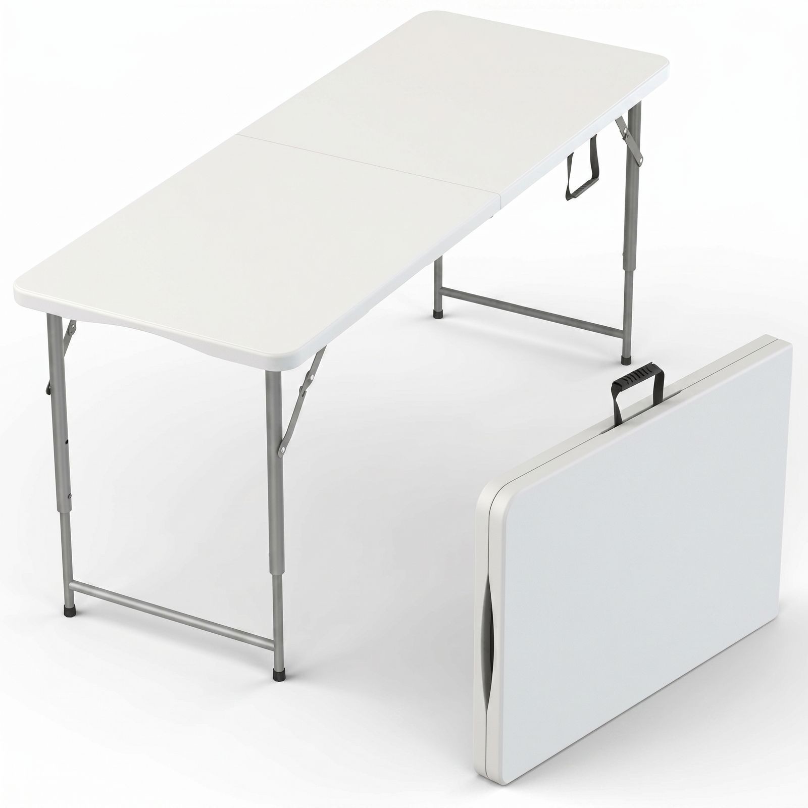 Used 5.5-Ft Plastic Folding Table - Ideal for Indoor/Outdoor Dining & Party Use