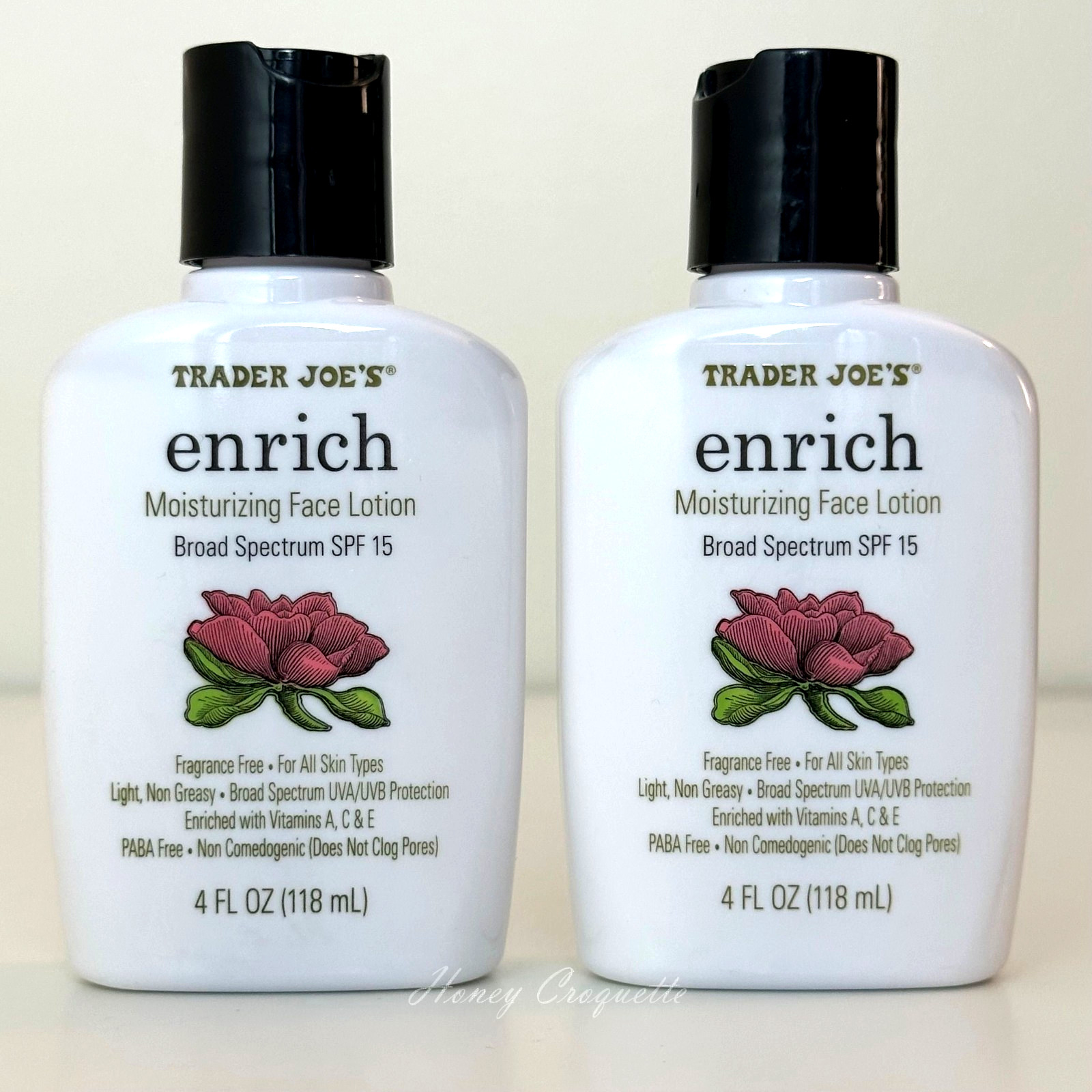 2 pack Trader Joe's Enrich Moisturizing Face Lotion Broad Spectrum SPF15 4oz