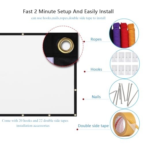 Projection Screen 150 Inch 16:9 Foldable Portable Anti-Crease Polyester for
