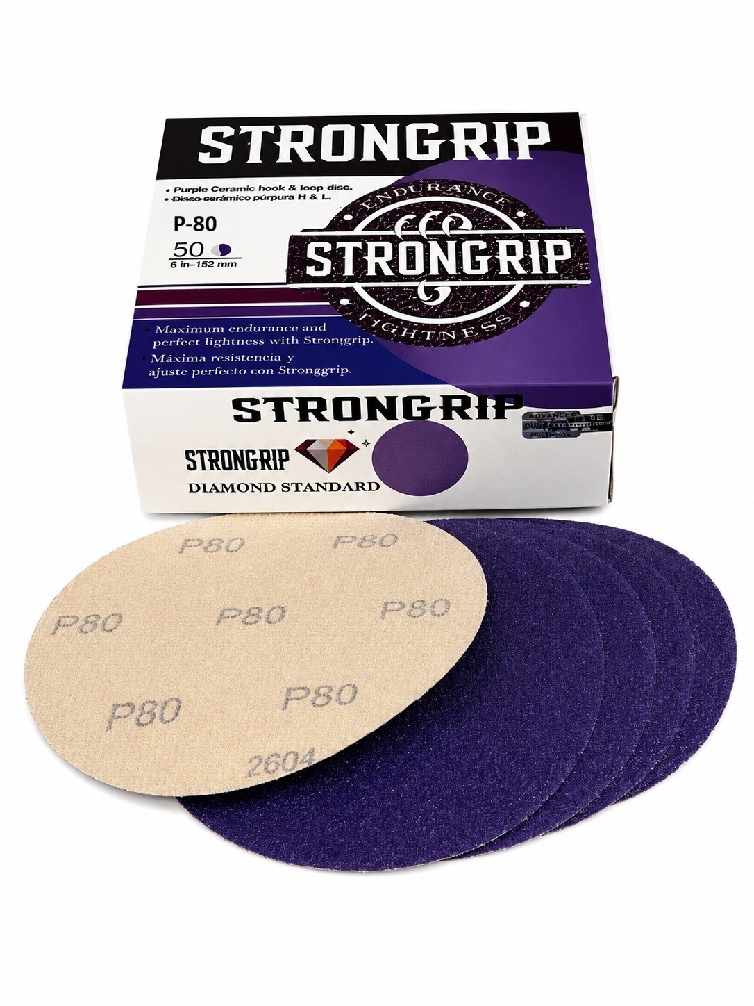 STRONGRIP 6" Purple Ceramic Paper Sanding Discs Hook & Loop 50 Pack Select Grit