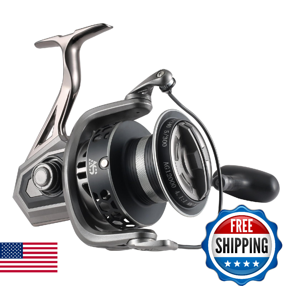 GARRET Spinning Reel, 8000/10000/12000 Aluminum Frame Surf Fishing Reels, Carbon