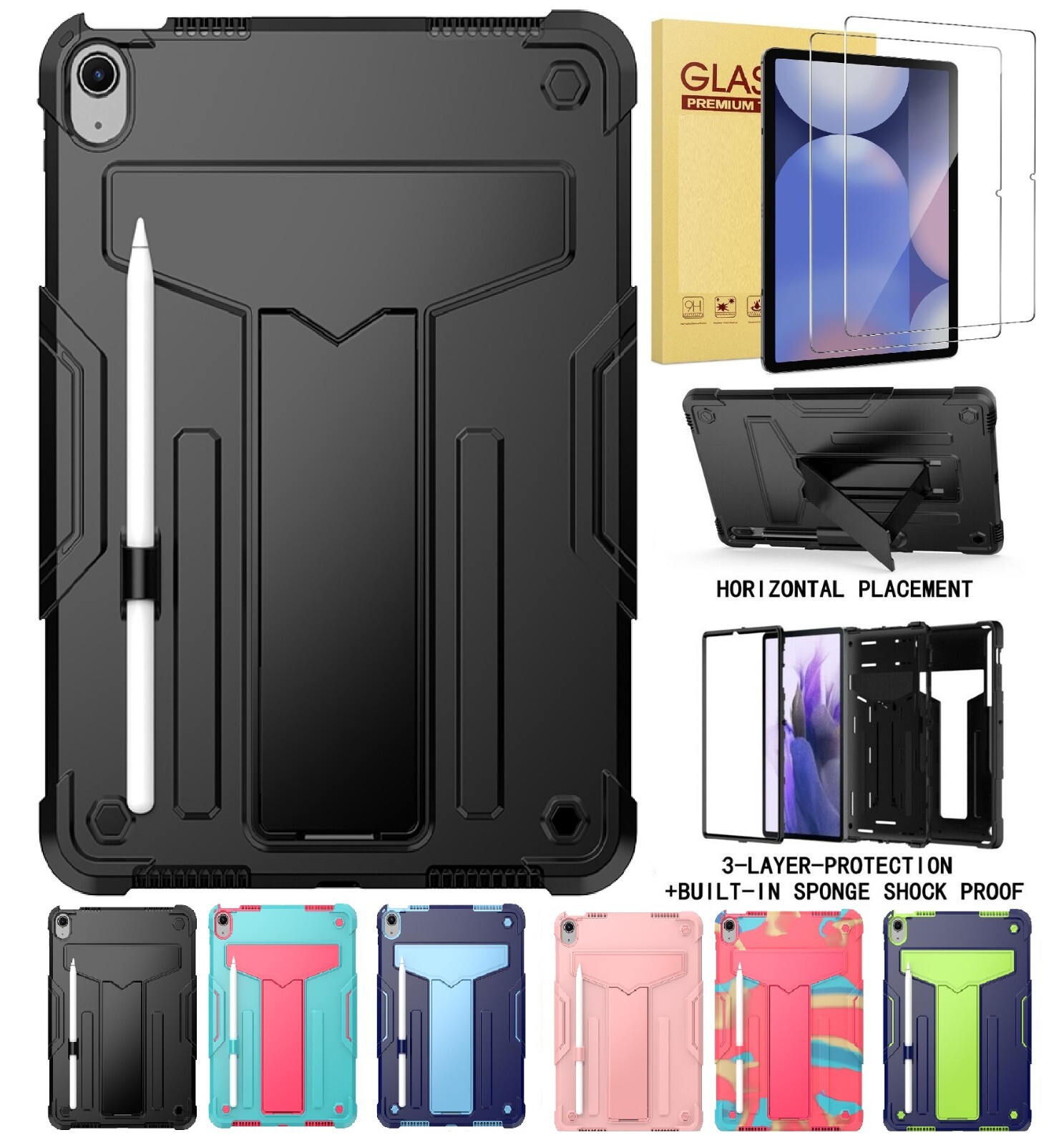 For iPad (A16) 11th/10th/9th/8th/7th Gen 11" 10.9" 10.2" Protective Stand Cover