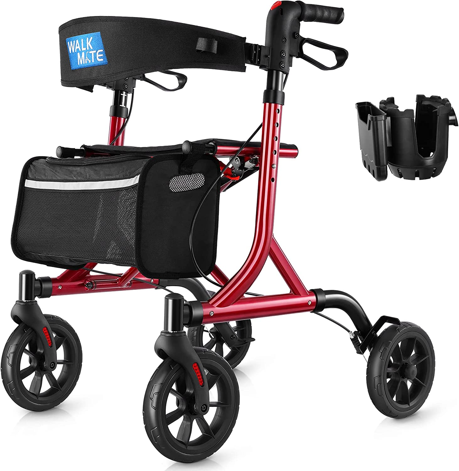 Senior Walker Lightweight Rollator Walker With Seat Back Support & Storage Bag