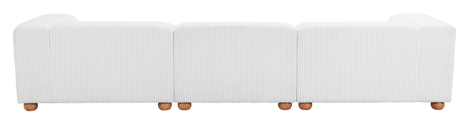 ZUO Tayte Lush Cord Style Fabric Upholstered Sofa in White