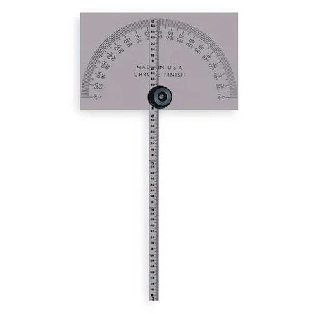 Mitutoyo 968-203 Protractor, Rectangular, 6 In, 1/64 Grad