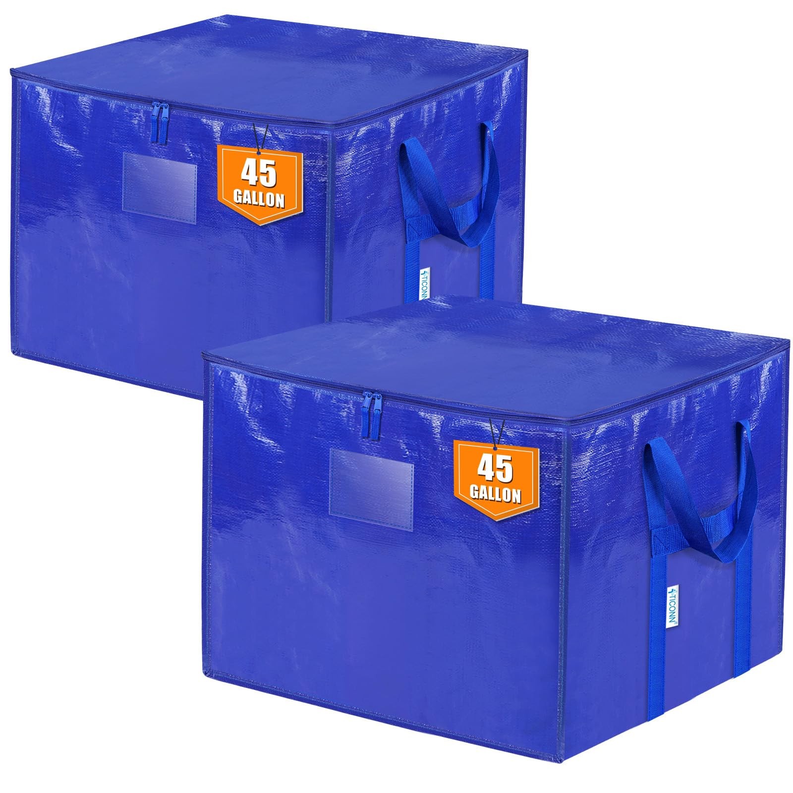 2 PCS 45 Gallon Extra Large Moving Bags Zipper Carrying Handle Heavy Duty