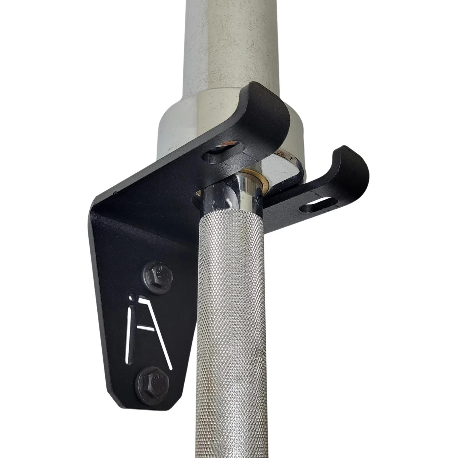 Iron American Wall-Mounted Barbell Holder, Heavy-Duty Steel, Black