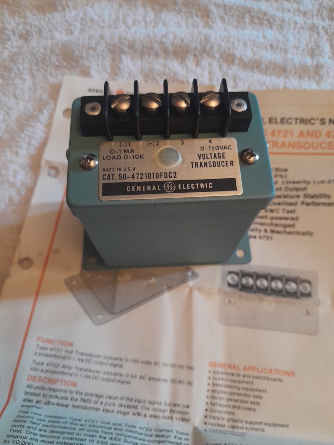 GE General Electric Voltage Transducer 50-472101DFDC2
