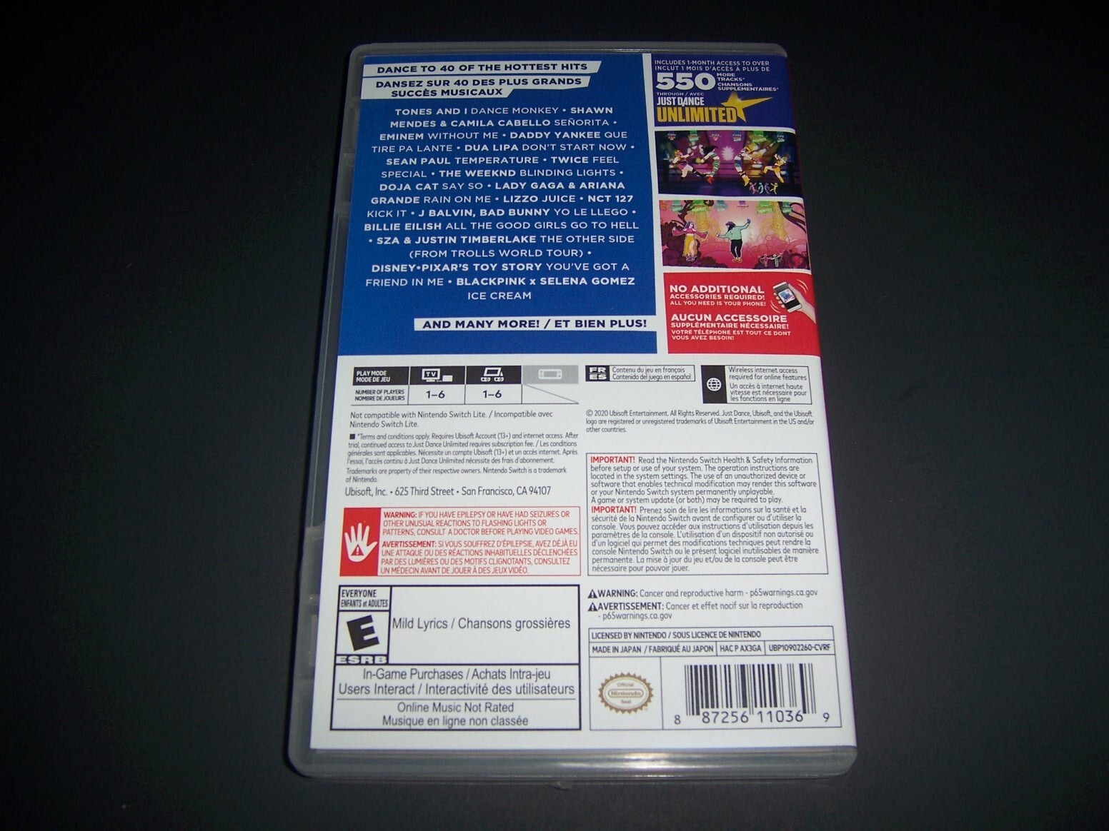 Authentic Replacement Case ONLY for JUST DANCE 2021 - Nintendo Switch Box