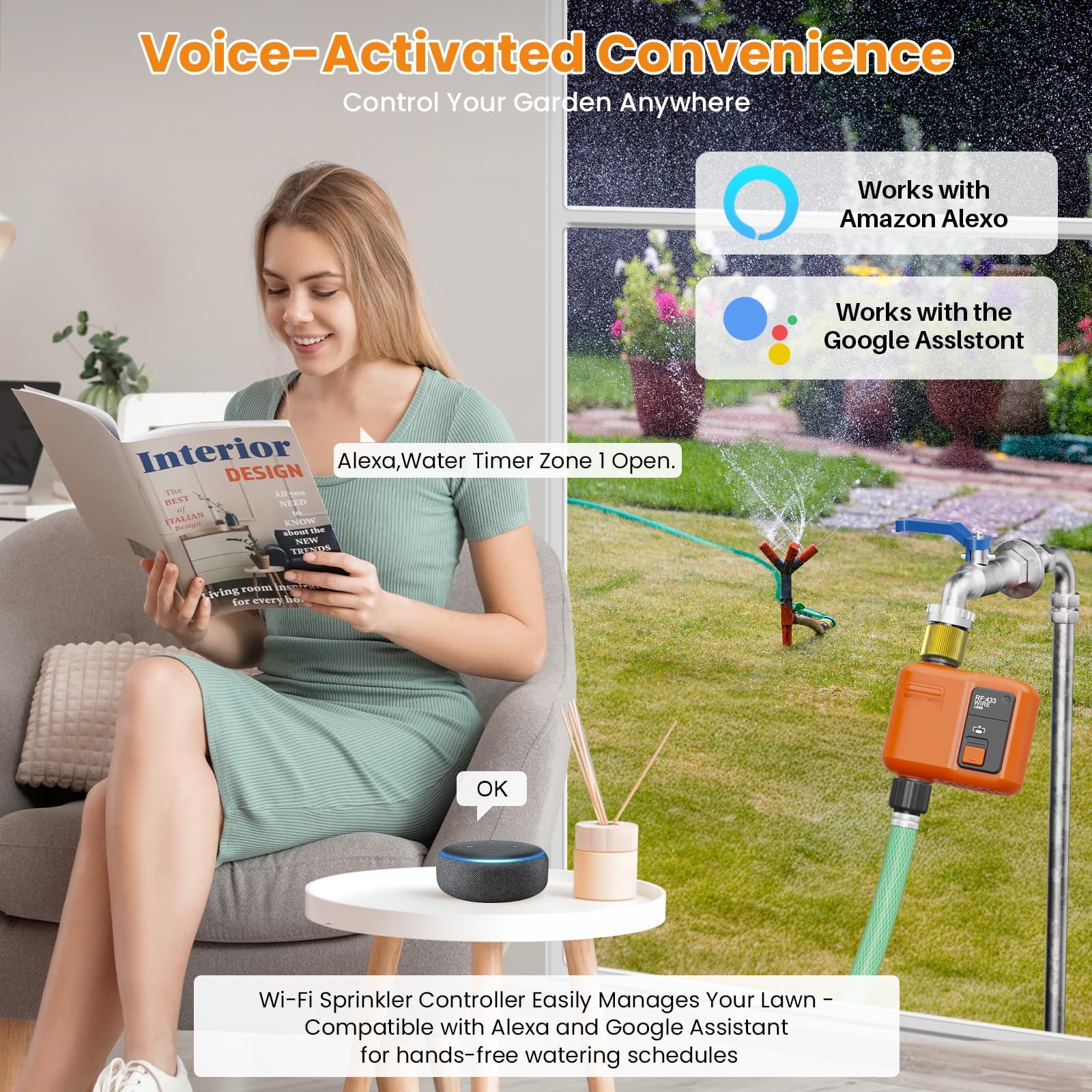 Xinfuture Wifi Water Timer For Garden Hose Smart Sprinkler Timer 984Ft Long