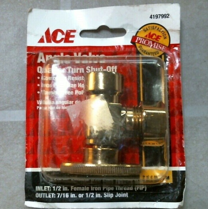 ACE 4197992 Angle Valve Premium 1/2" Inlet 7/16" Outlet, Brass, FREE SHIPPING