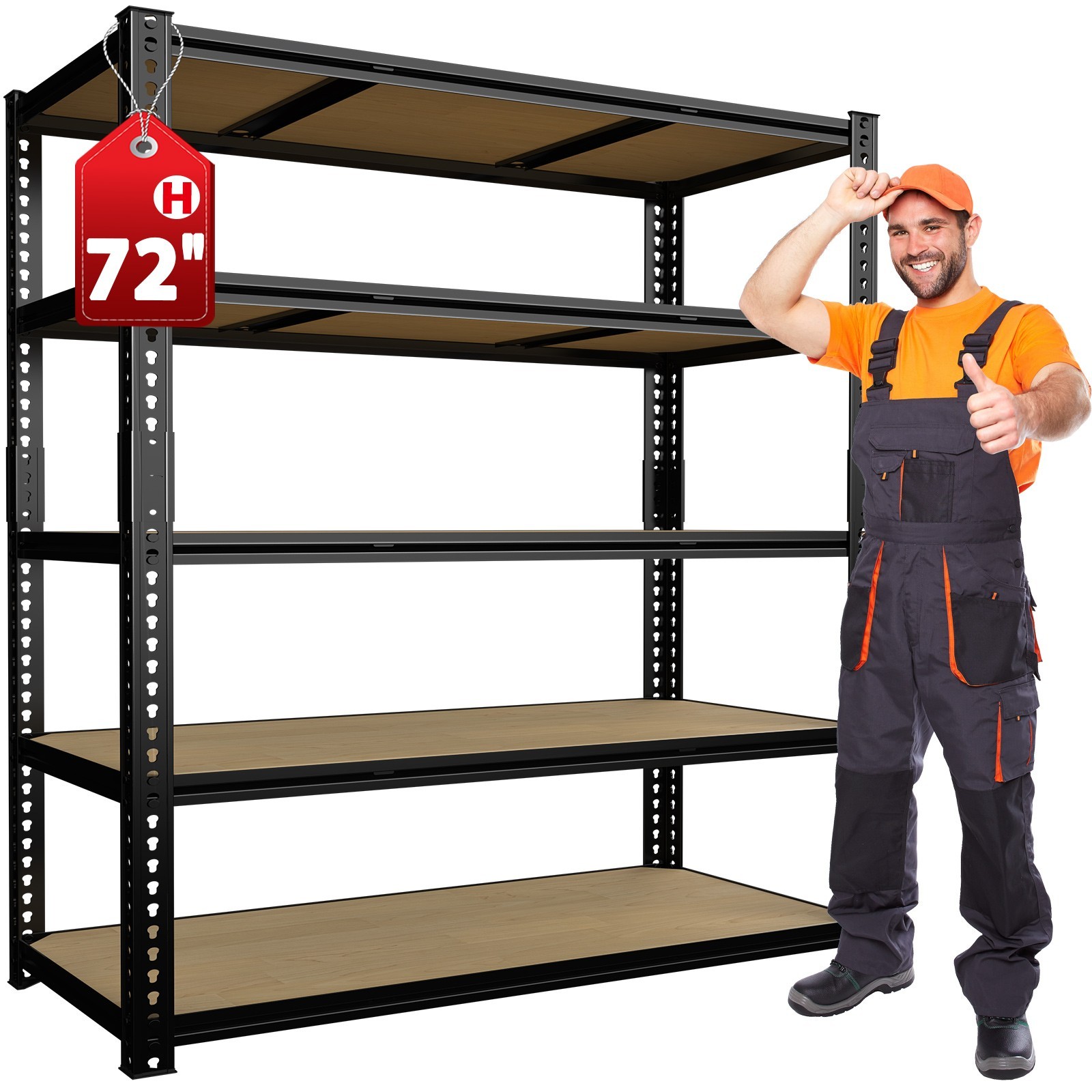 5 Tier Storage Shelves Garage Shelving Heavy Duty Metal Adjustable Rack Units