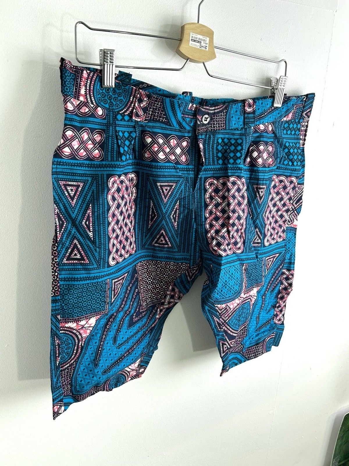 African Wax Fabric Ankara Shorts Pockets No Size Check Measurements Multicolor