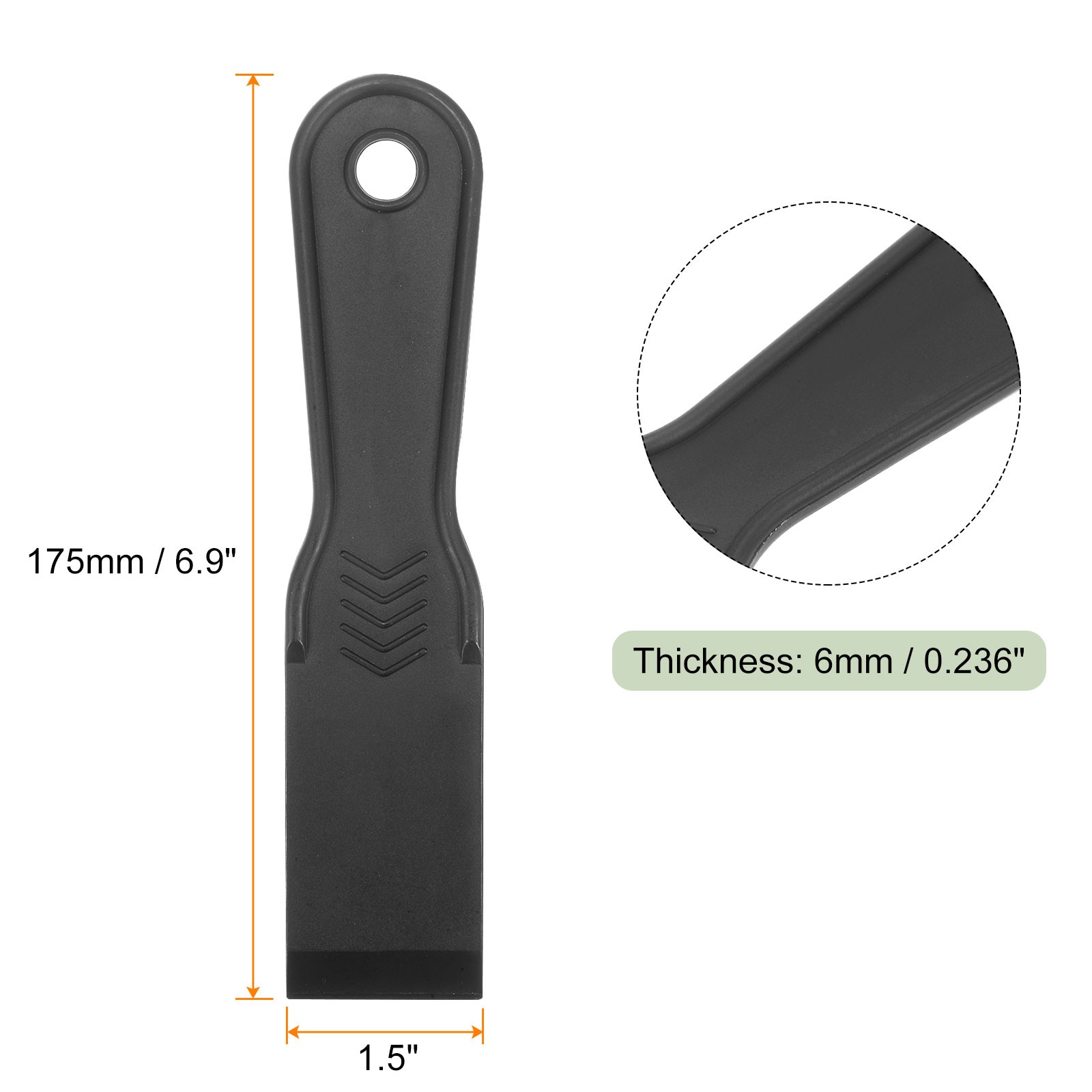 10X Putty Scraper 1.5 inch Width 6mm Thin Plastic Putty Knife Black