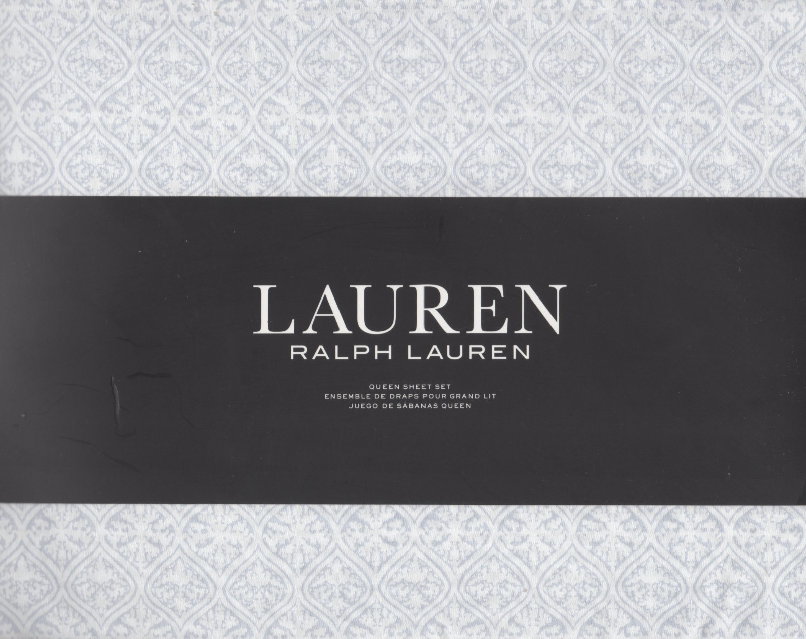 Ralph Lauren Queen Sheet Set Zarafa Batik 4pc Cottage Chambray Blue Medallions