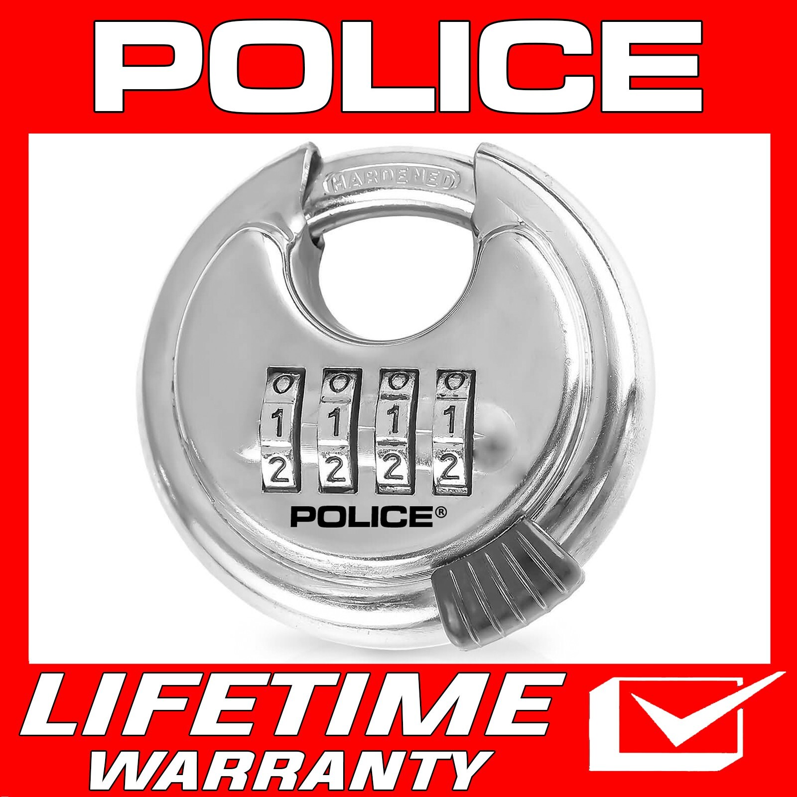 POLICE Combination Padlock Stainless Steel Disc Keyless Lock Hardened Shackle