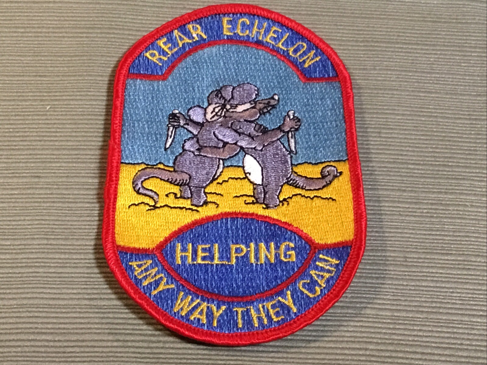 Vintage US Military Medical Rear Echelon Patch Helping Any Way They Can