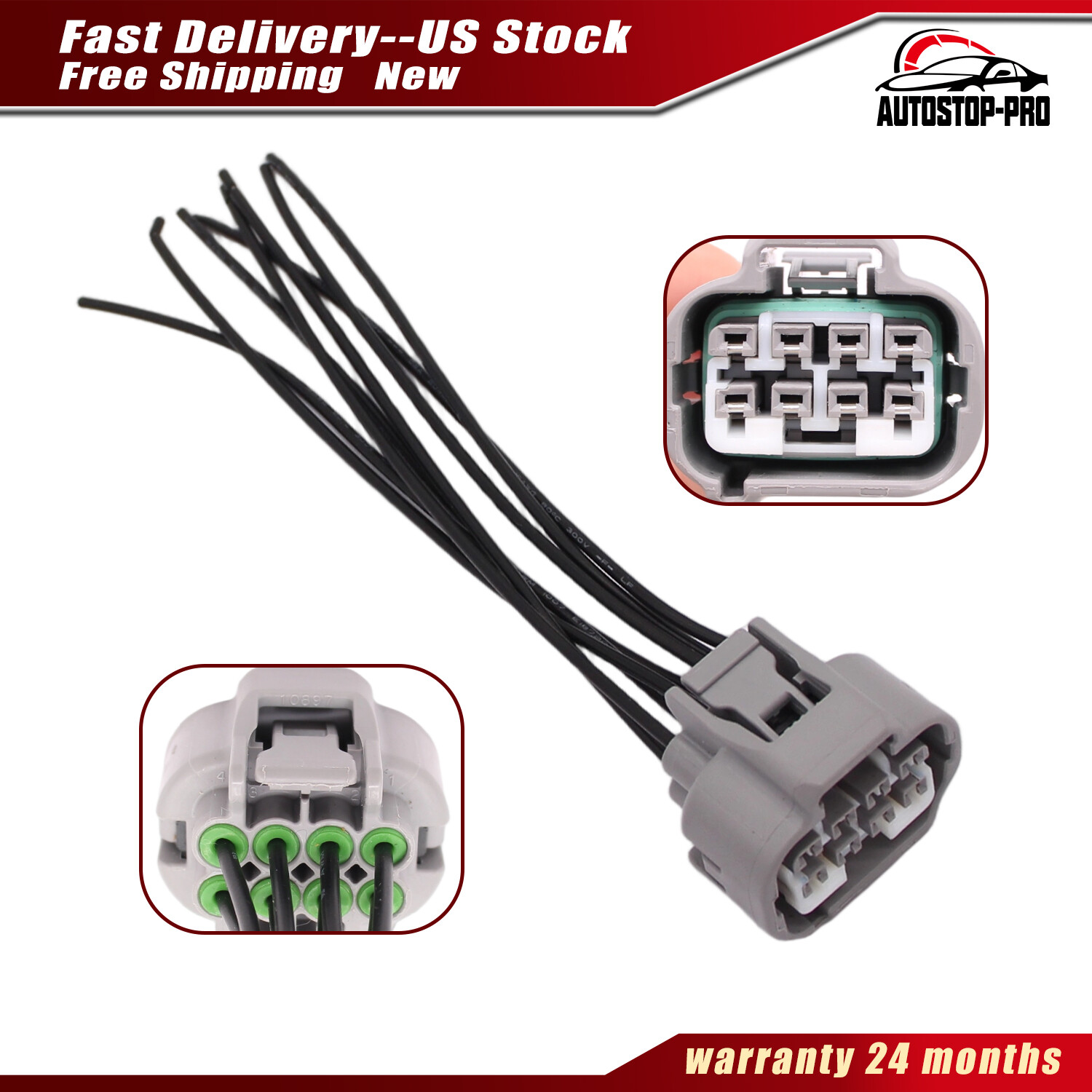Headlamp Connector Harness Plug 8-Pin 90980-10897 for 2007-21 Toyota 09-21 Lexus