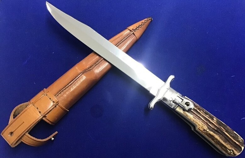 Othello Germany Folding Bowie Knife Stag Handle Solingen Rare Vintage