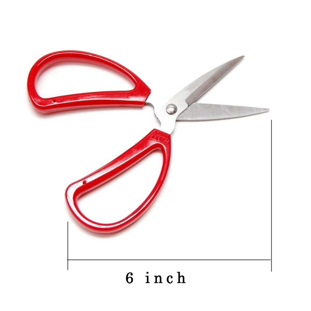 6-Inch Red Handle Multi-Purpose Scissors Sharp Stainless Steel for Cutting