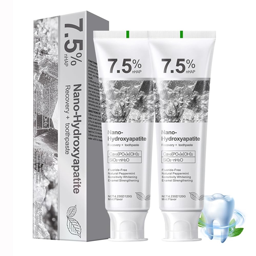 2-Pack 7.5% Hydroxyapatite Toothpaste, Fluoride-Free 4.23 Ounce (Pack of 2)