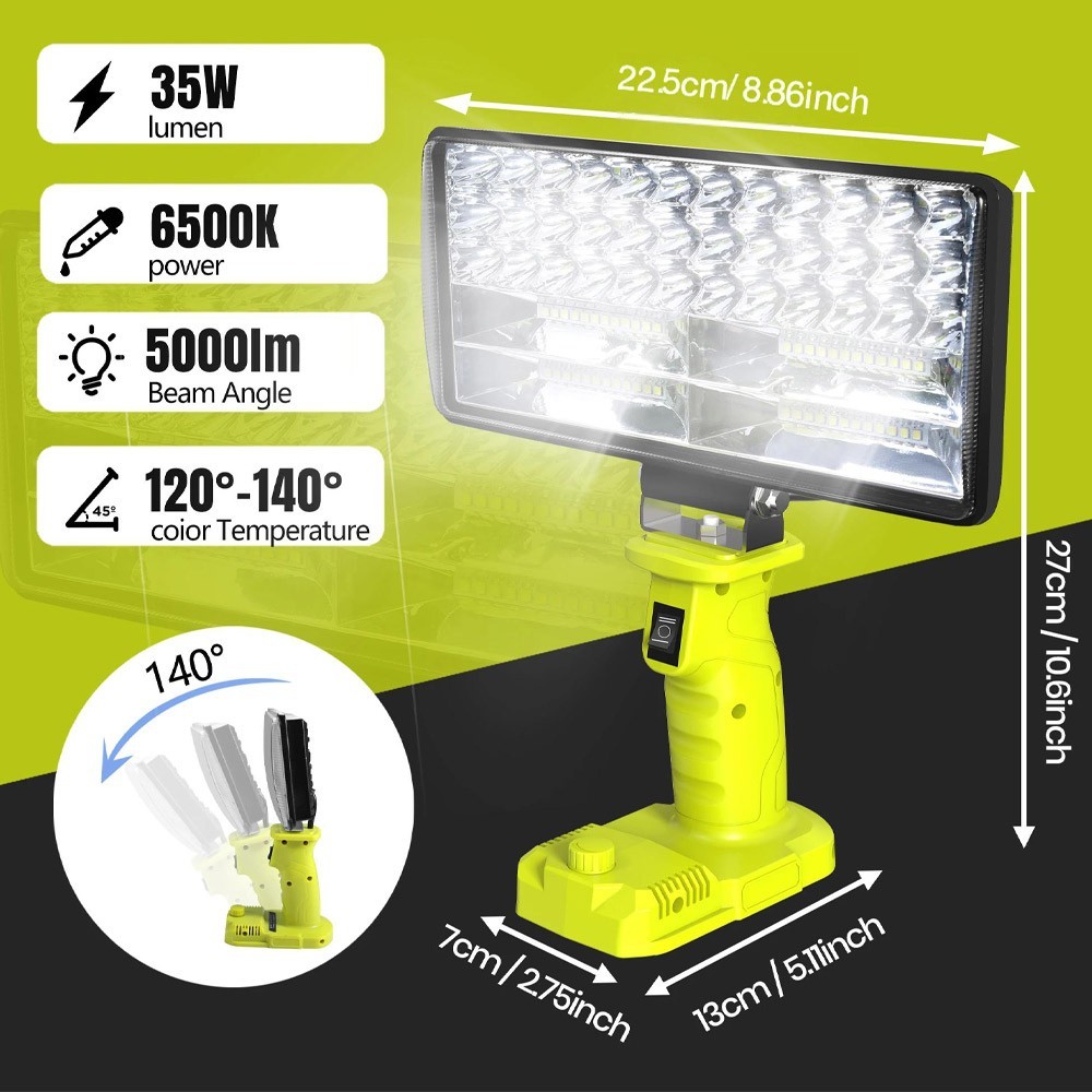 5000LM For Ryobi 18V ONE+ Battery LED Work Light Spotlight Flashlight Torch Lamp