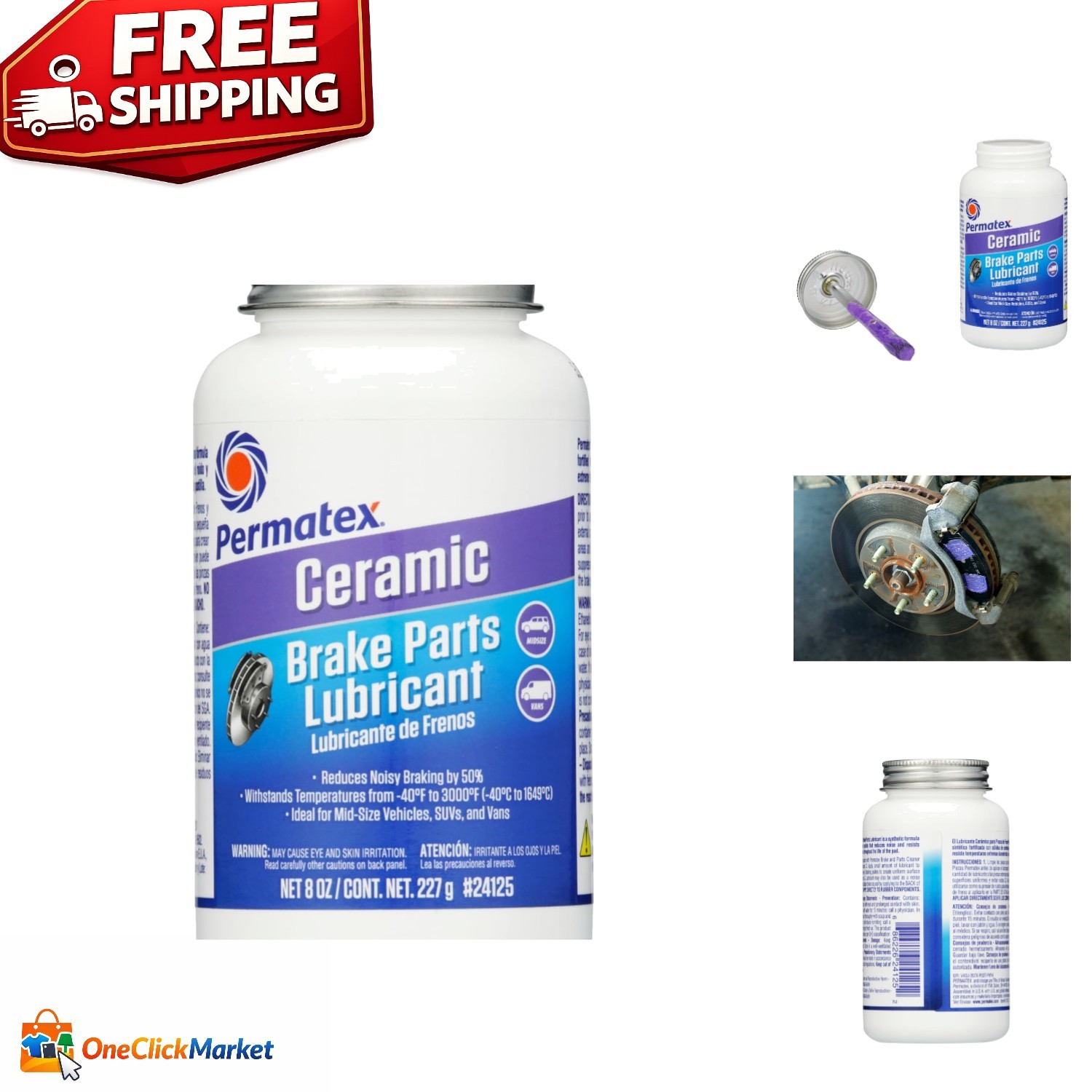 Long-Lasting Ceramic Brake Parts Grease, 8 oz. - Weather Resistant & Durable
