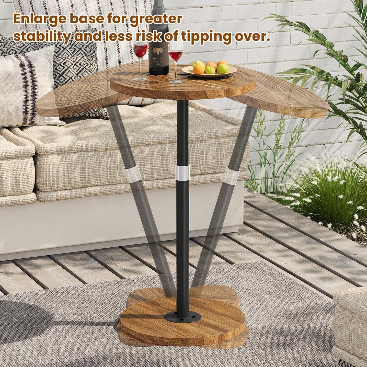 Drink Table, Pedestal Side Table, Small Round Side Table for Small Spaces (Ac...