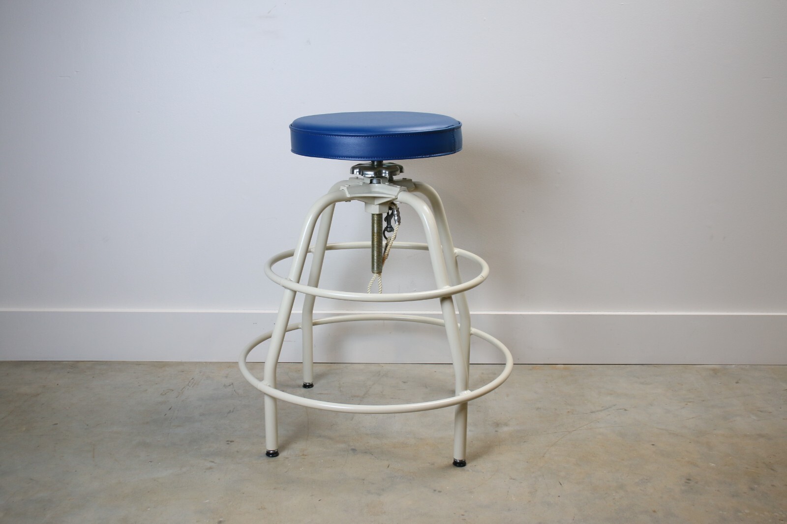 Vintage adjustable swivel shop stool w/ tie down for marine ship new old stock