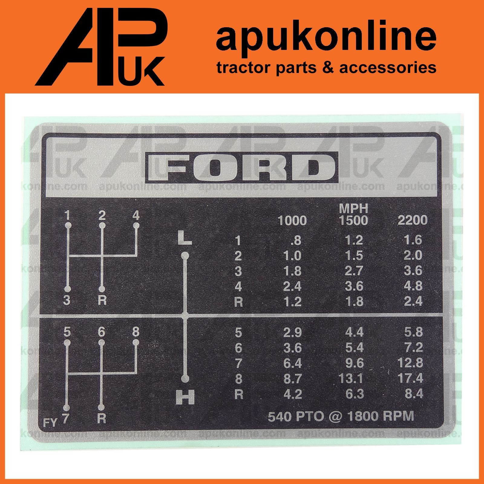 Gear Stick Shift Decal Ratio Opt 2 for Ford 4600SU 5100 5200 420 515 531 Tractor