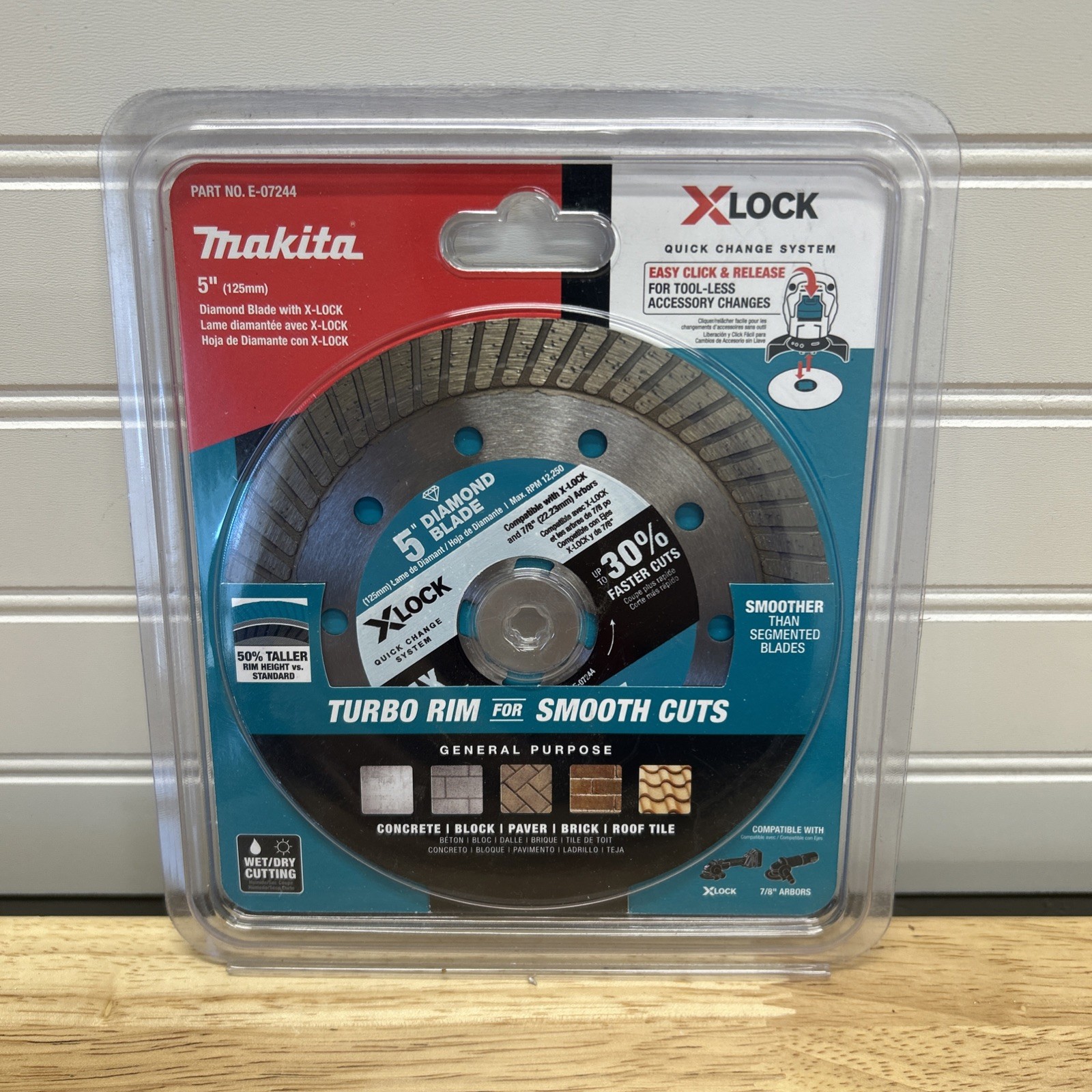Makita XLOCK 5 Inch Turbo Rim Diamond Blade Masonry Concrete Brick Paver Tile