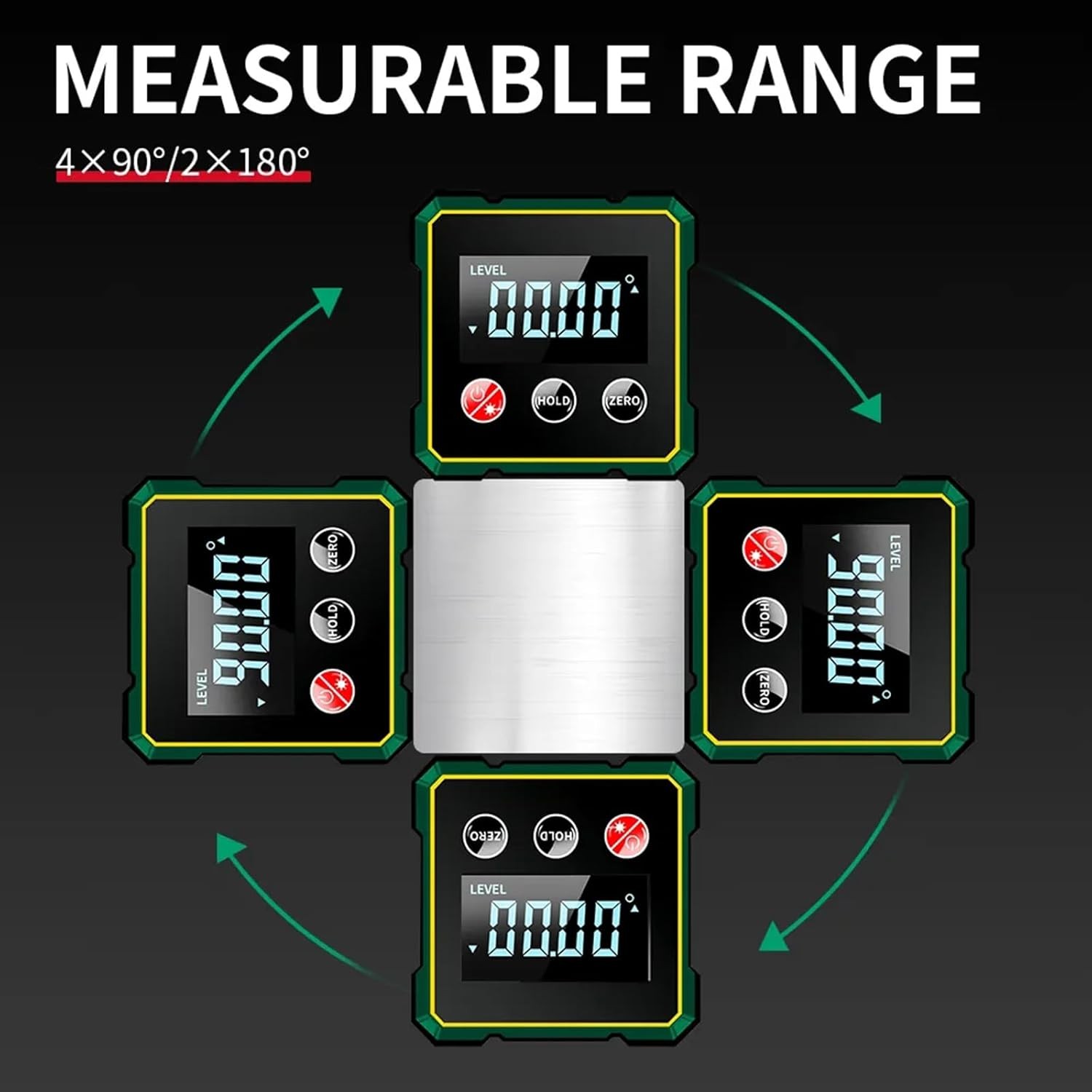 Digital Angle Finder with Electronic Laser Level,Inclinometer- 4-side Strong Mag