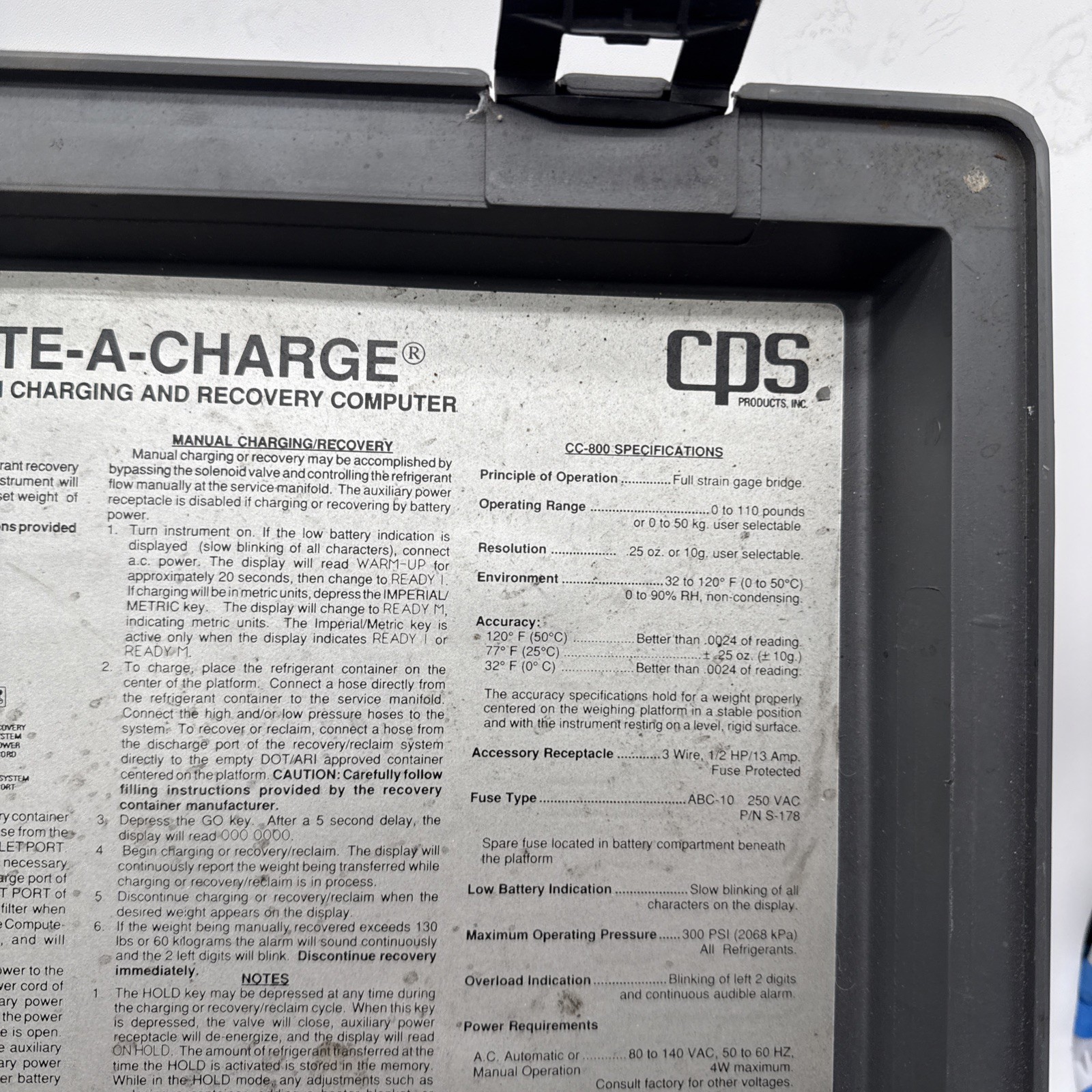 COMPUTE-A-CHARGE MODEL CC-800 Automatic Refrigerant Charging