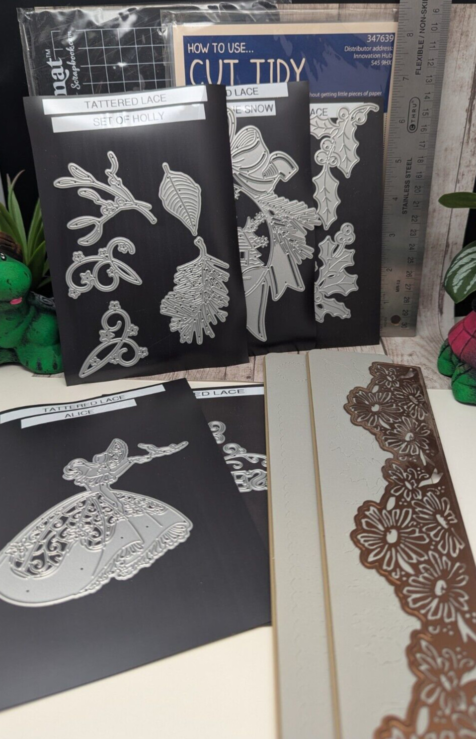 Huge Lot of Metal Cutting Dies Mat Jim Holtz Alterations Tattered Lace Edges