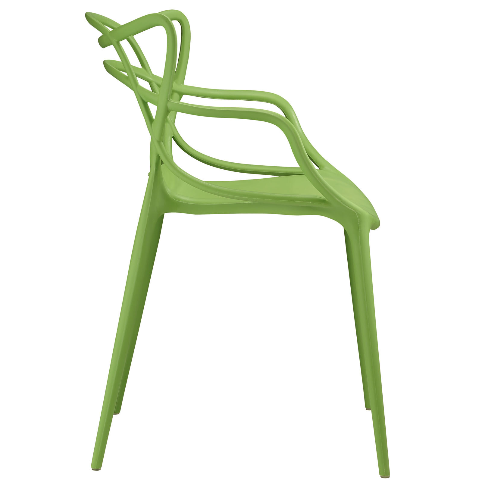 Modway Entangled Modern Molded Plastic Two Dining Armchairs in Green