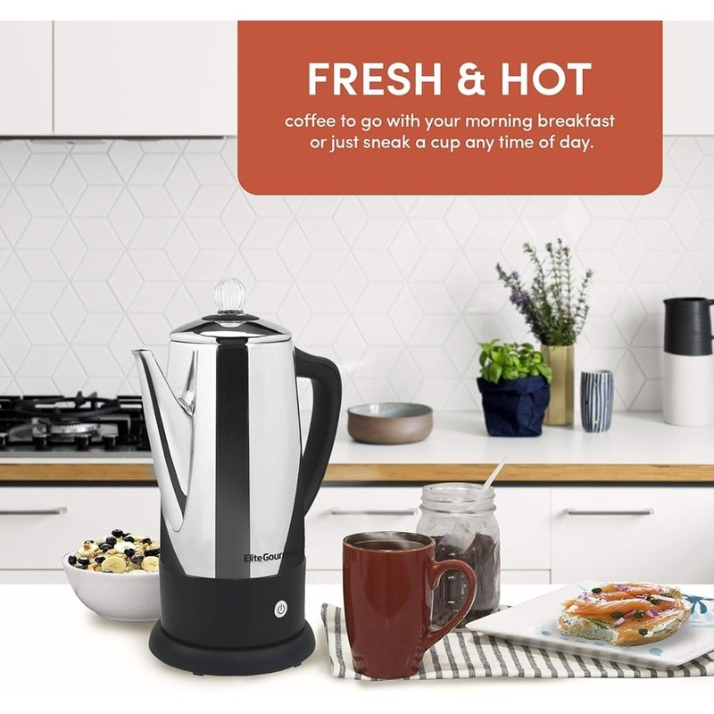 Stainless Steel Percolator Coffee Maker 12 Cups Fast Brew Automatic Keep Warm US