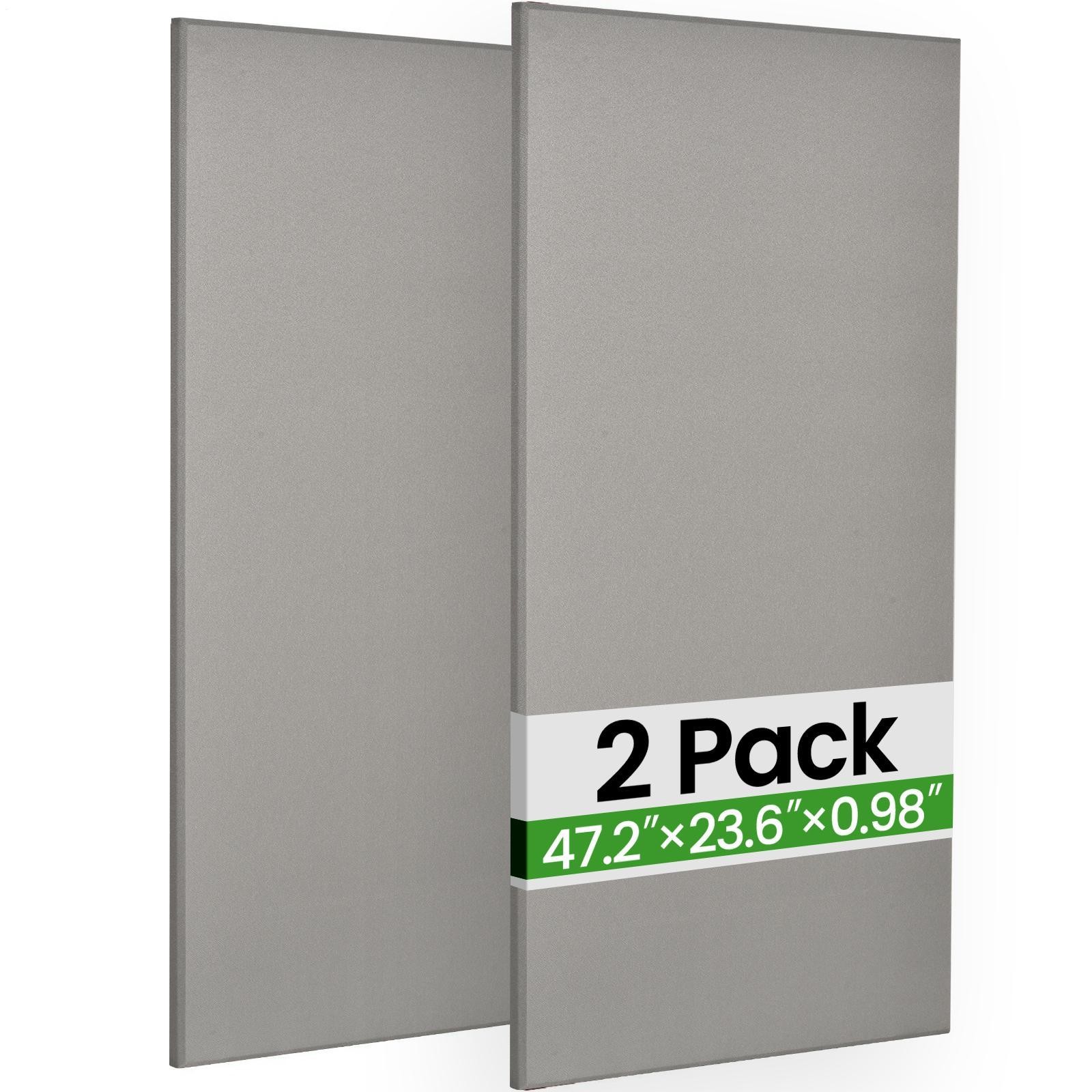 Gray Wall Acoustic Panels 2 Pack, Fiberglass 48"x24"x1" Acoustic Sound Panels