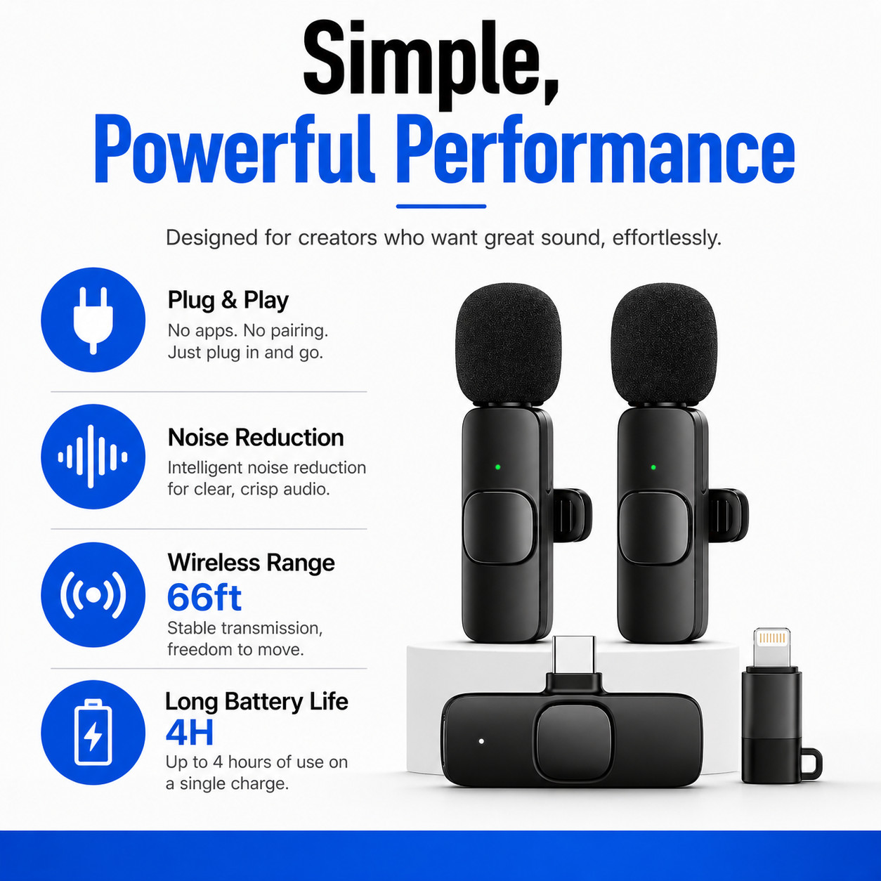 Lavalier Microphone Wireless Audio Video Recording Mini Mic For Android/iPhone