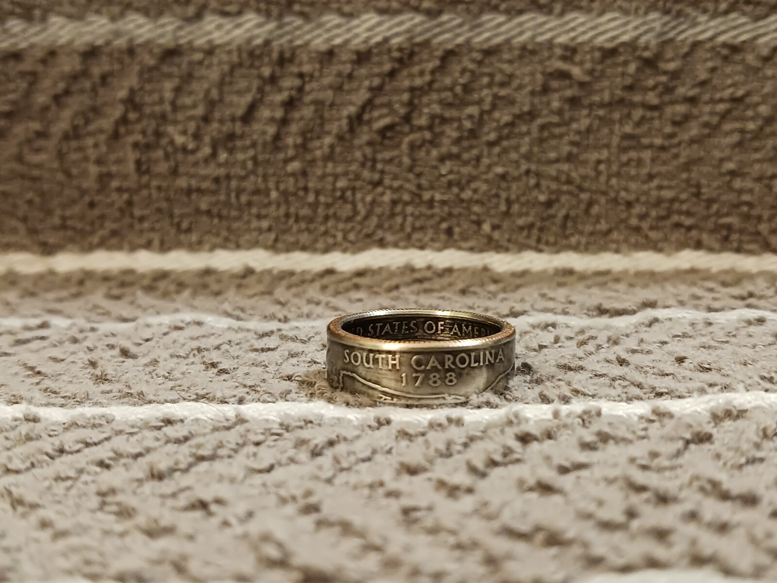 South Carolina Handcrafted Washington Quarters coin ring, size 8  2000