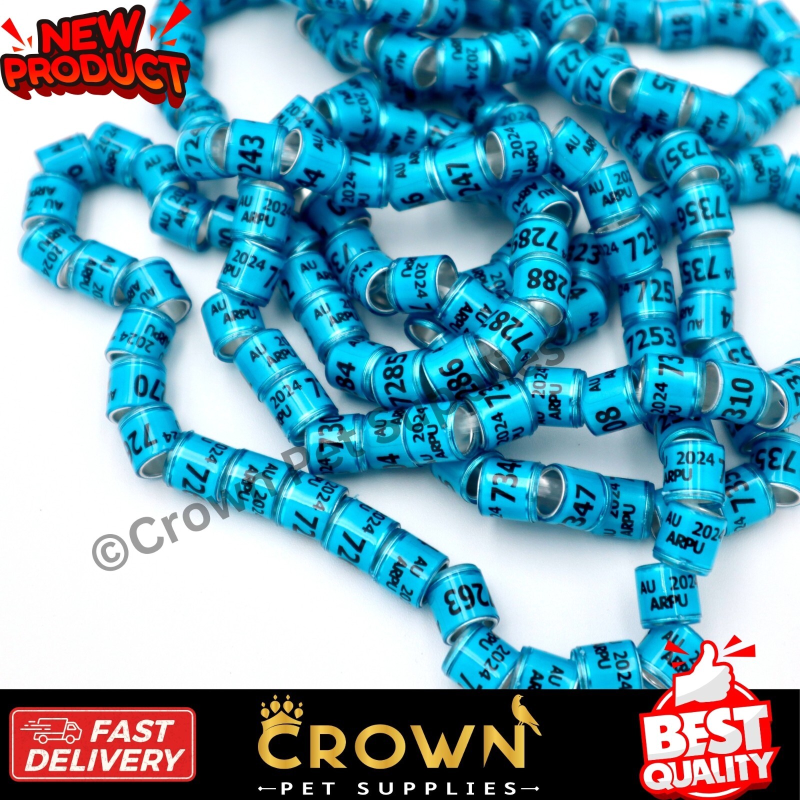 Pigeon Bands Leg Rings With Word Earrings Quality Durable Blue Color 50-Pcs
