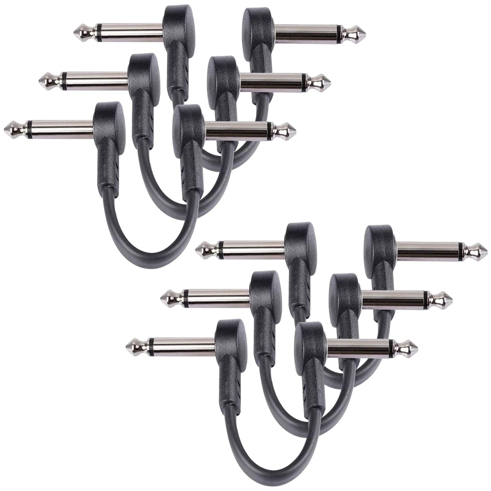 3 Inch Guitar Patch Cables 6 Pack, 1/4" TS Right Angle Effect Pedal Flat Cabl...
