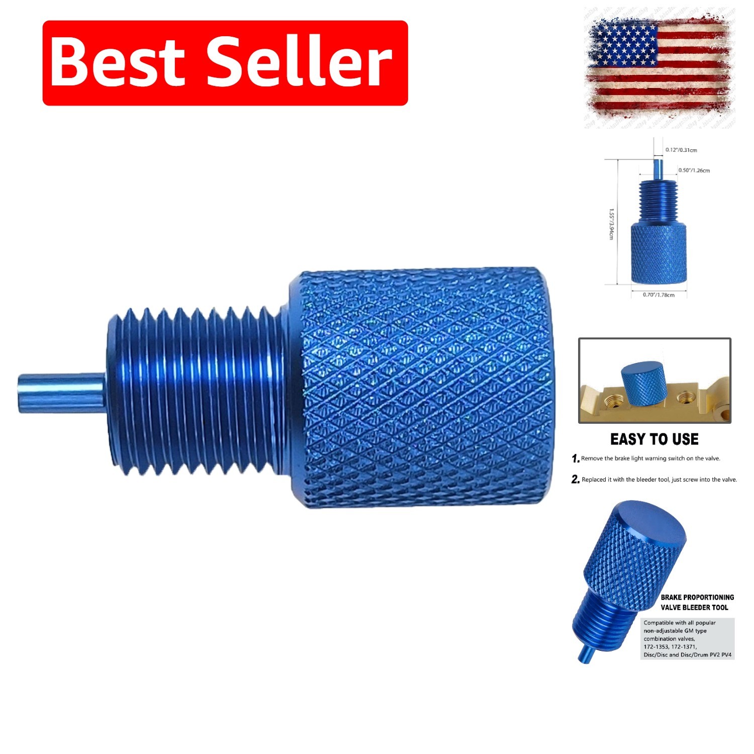 Compact Brake Proportioning Valve Bleeder Tool Compatible with GM PV2/PV4 Models