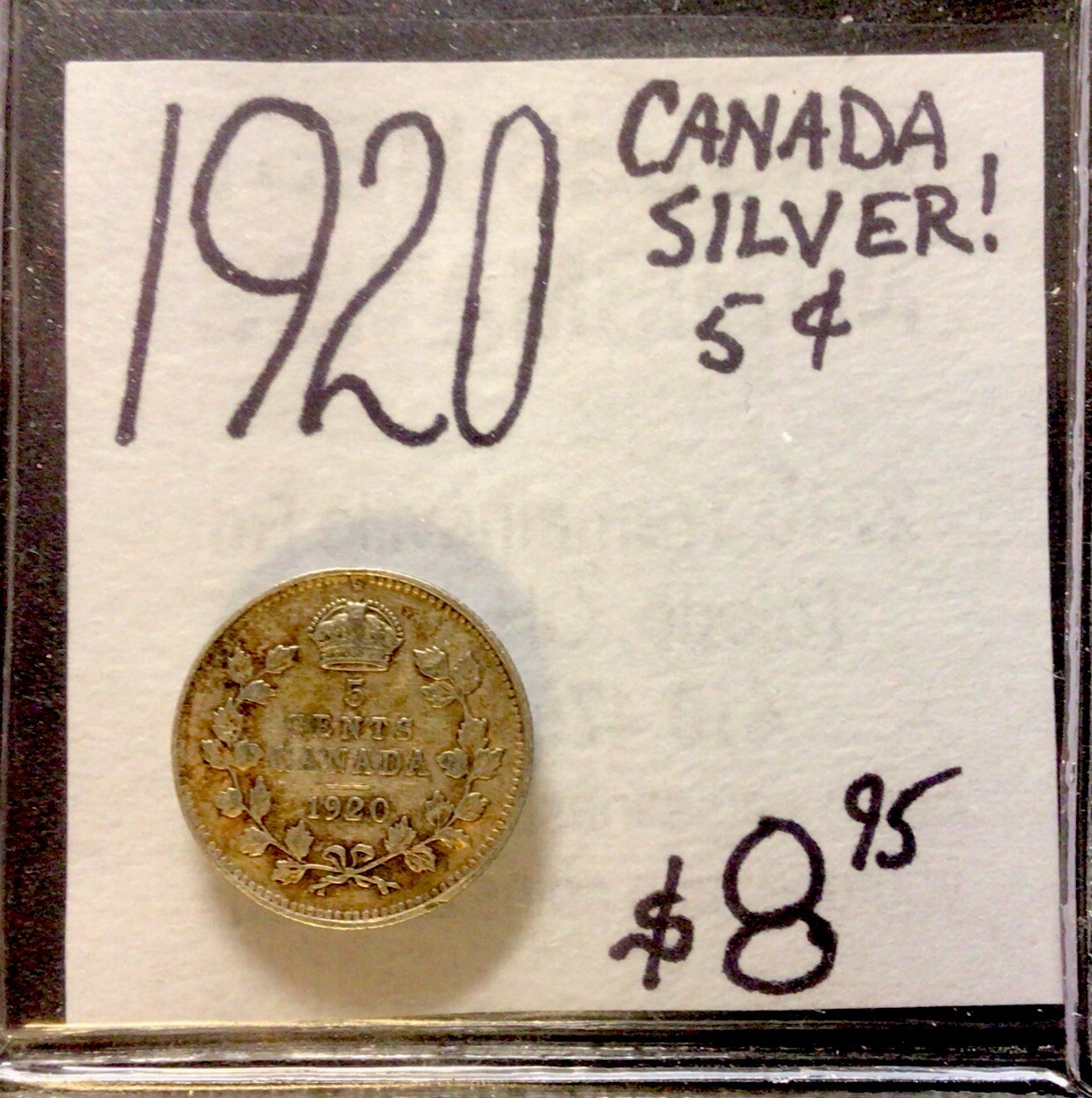 1920 Canada Silver! 5 Cents. ENN Coins