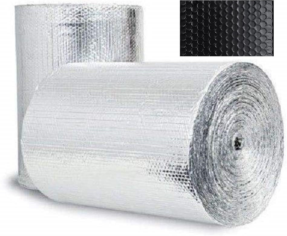 REFLECTIVE BLACK / SILVER FOIL Double BUBBLE Foil Insulation Roll 12X10 R8