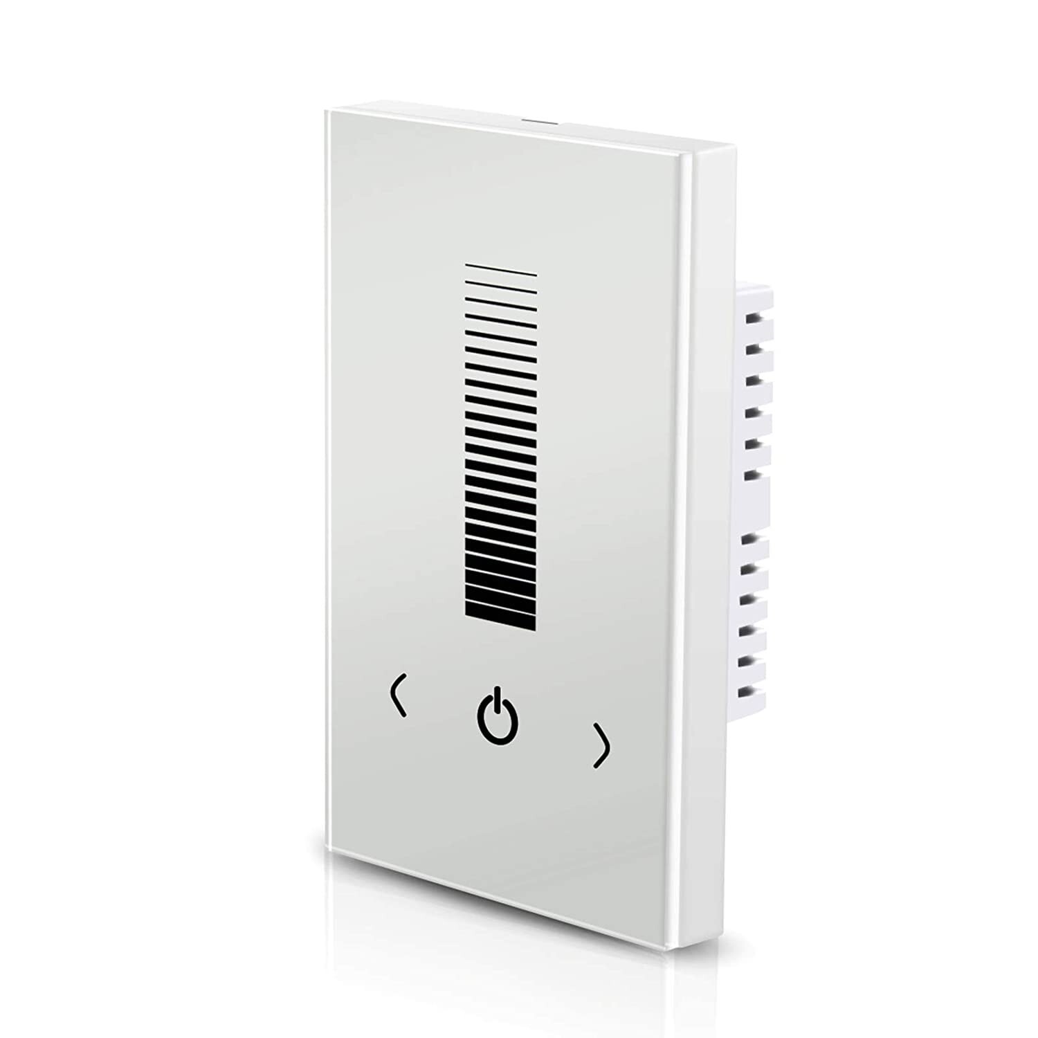 Wall-Mounted Glass Touch Panel LED Dimmer Switch Brightness Controller White