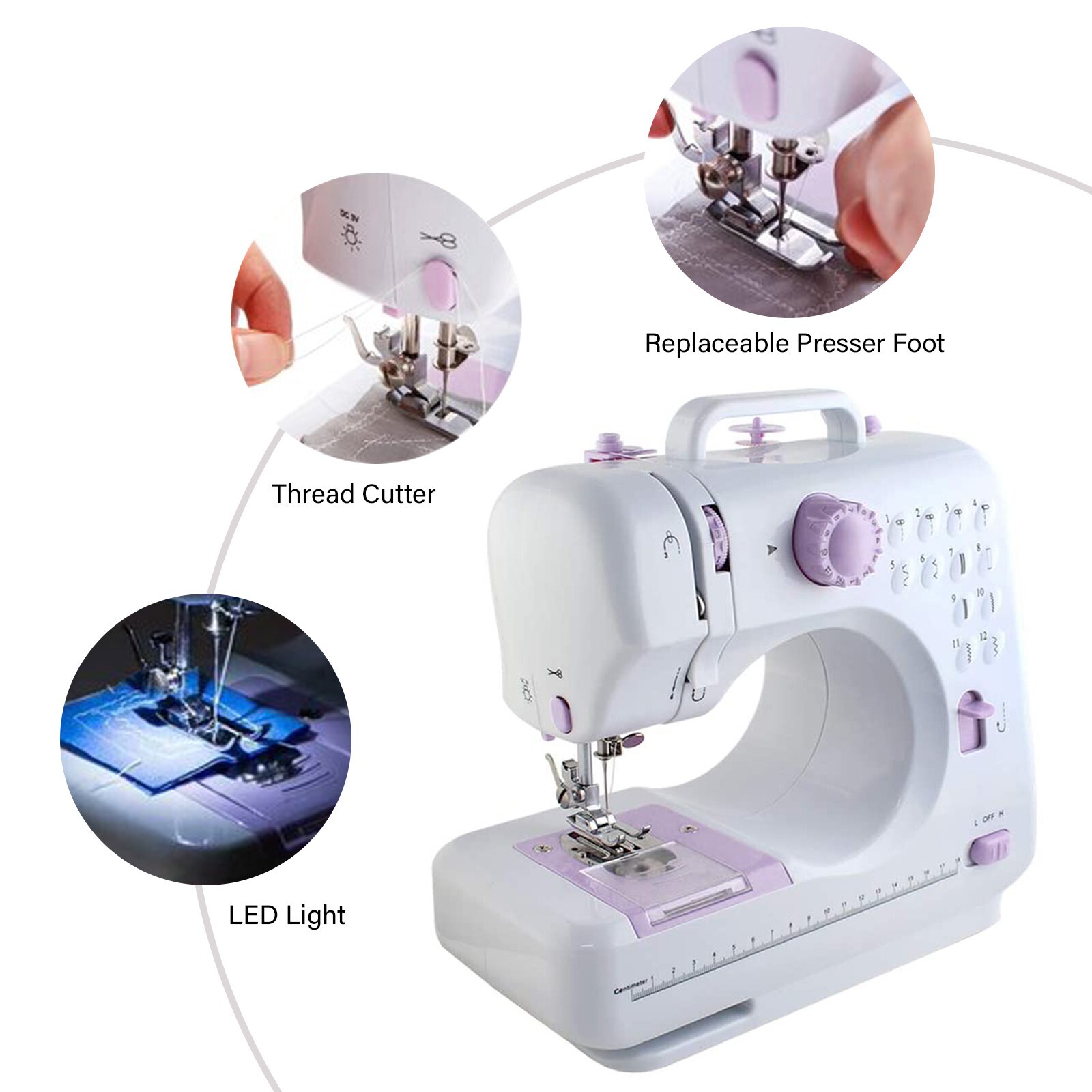 Electric Sewing Machine Portable Crafting Mending Machine 12 Built-In Stitches